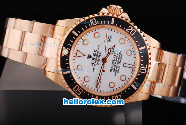 Rolex Sea-Dweller Deep sea Automatic Movement Full Gold With White Dial - Click Image to Close